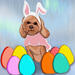 Fawn digitally hand drawn pet artwork with bunny ears and easter eggs