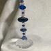 Handmade Blue & Clear Crystal Suncatcher with 40mm Prism – Sparkling Window Decoration, Beaded Crystal Ornament