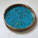 Bold blue and green ribbon with glitter on this wooden serving tray.  Finished in a durable, glossy resin.