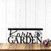 Personalized metal garden hanging sign with first name and bumble bee, in matte black powder coat.