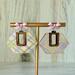 Hexagon Plaid Earrings with Bow