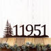5 digit metal house number plaque with pine trees, in copper vein powder coat.