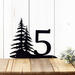 1 digit metal house number sign with pine trees, in matte black powder coat.
