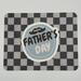Dark checkered Father’s Day card with mustache, iridescent accents 