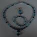 Cool Blue Ocean Set, necklace, bracelet, earrings with shades of blue glass beads, crystals with silver accent beads.