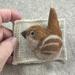 Brooch comes on lavender and burlap pouch