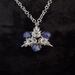 3-pointed silver plated Elven Star Chainmail Necklace with Lapis Lazuli beads. 20" silver plated chain 