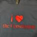 Front of the navy tee-shirt says "I heart the constitution."  in red letters.