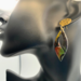 Stylish Earring Statement Jewelry. Colorful, modern leaf shaped design drop earrings with gold tone stainless steel decorative ear posts.