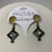 Natural hematite stone and glass beads, wire wrapped decorative head pin, and statement stainless steel ear studs loop butterfly backers.