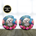 Vibrant stained glass dog coasters in car. .
Dog lover coaster gift set on dashboard