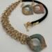 Boho Style Jewelry Set Handmade Patina Unique Artisan Design Statement Necklace Earring Set Birthday Gift Handcrafted Polymer Clay Pendant