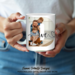 Dishwasher safe custom mug for dad
Mug beside Father’s Day card and tie
