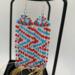 Beaded Fringe Statement Earrings Handmade Unique Design Red White Blue Colors Summer Festival Patriotic Fashion Jewelry Cascading Pattern