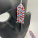 Beaded Fringe Statement Earrings Handmade Unique Design Red White Blue Colors Summer Festival Patriotic Fashion Jewelry Cascading Pattern