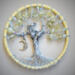 This is the front view of a yellow tree of life. The branches are delicately adorned with various yellow beads. compact in size, at 3inches