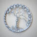 all silver 3inch tree of life, wrapped in yarn, features silver and gray glasss beads