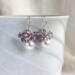 Amethyst cluster and freshwater cultured pearl earrings in sterling silver by MariesGems.