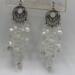 Elegant Iridescent and White Glass Bead Dangle Earrings Bridesmaid Gift Idea Jewelry Accessories Elegant Birthday Present