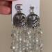 Elegant Iridescent and White Glass Bead Dangle Earrings Bridesmaid Gift Idea Jewelry Accessories Elegant Birthday Present