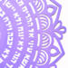 A close up of the purple amulet highlighting the mandala edge.