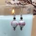Vintage-style earrings with pink floral lampwork glass beads and silver hooks