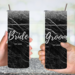Mockup showing tumbler size in hand of both the bride and groom
