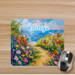 Personalized beach path mouse pad. Custom neoprene mouse pad with floral beach design. Sublimated coastal path mouse pad with name.
