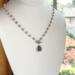 Taupe pearl and amethyst necklace with front toggle clasp in sterling silver by MariesGems.