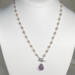 Taupe pearl and amethyst necklace with front toggle clasp in sterling silver by MariesGems.