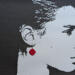 Face silhouette with deep rose earring