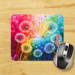 Close-up of dandelion design with “Just Breathe” text with name, Colorful inspirational mouse pad for home office by Tammi Oribello Designs