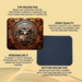 Deer in forest design mouse pad, brown faux tooled leather hunting mouse pad made of polyester with rubber bottom. 