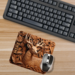 Custom rustic mouse pad gift for hunter. Lifelike deer head mouse pad with brown leather look. Custom wildlife desk mat with non-slip base.
