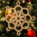 Alt Text: Handmade Wooden Victorian Style Fretwork Snowflake Shaped Christmas Tree Ornament
