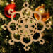 Alt Text: Handmade Wooden Victorian Style Fretwork Snowflake Shaped Christmas Tree Ornament