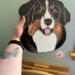 Bernese Mountain Dog Stained Glass Suncatcher- being held for size reference.