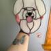 Bichon Frise Stained Glass Suncatcher- being held for size reference.