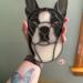 Terrier Stained Glass Suncatcher being held for size reference.