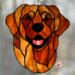 Golden Retriever Stained Glass Suncatcher- in Golden color.