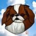 Japanese Chin Stained Glass Suncatcher- Tan and White