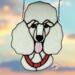 Poodle Stained Glass Suncatcher- white