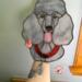 Poodle Stained Glass Suncatcher- being held for size reference.