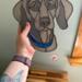 Weimaraner Stained Glass Suncatcher- shown being held for size reference.
