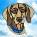 Weimaraner Stained Glass Suncatcher- shown with blue collar.