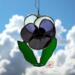 Pansy Stained Glass Suncatcher-white and purple.