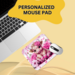 Pink floral Highland cow computer mat gift. Farmhouse style personalized mouse pad. Custom printed cow mouse pad for office