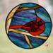 Cardinal-Are You Okay- 10" Panel- in Multi Blue- By Robin C. Hary of Robin's Glass World