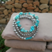 Beautiful turqoise blue and silver plated set of three bracelets.