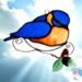 Bluebird suncatcher in direct sunlight.